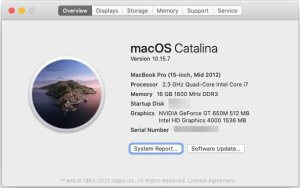 macbook pro 2015 15" non-retina system information