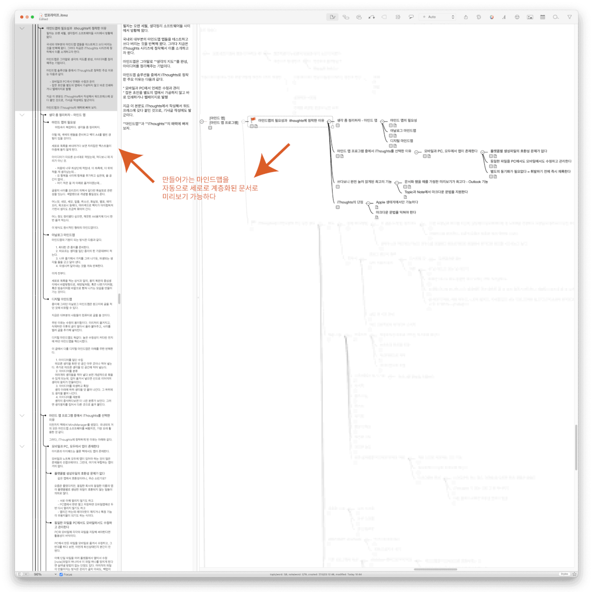 ithoughts mindmap outlook 마인드 맵,mind map,ithoughts,아이폰,아이패드 마인드 맵의 필요성과 ithoughts에 정착한 5가지 이유