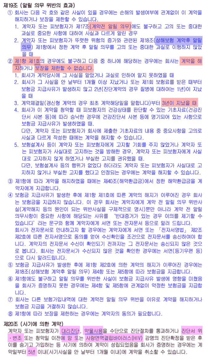 알릴 의무 위반의 효과 사기에 의한 계약 계약 후 알릴 의무(통지 의무)는 3년의 제척기간 따위 없다